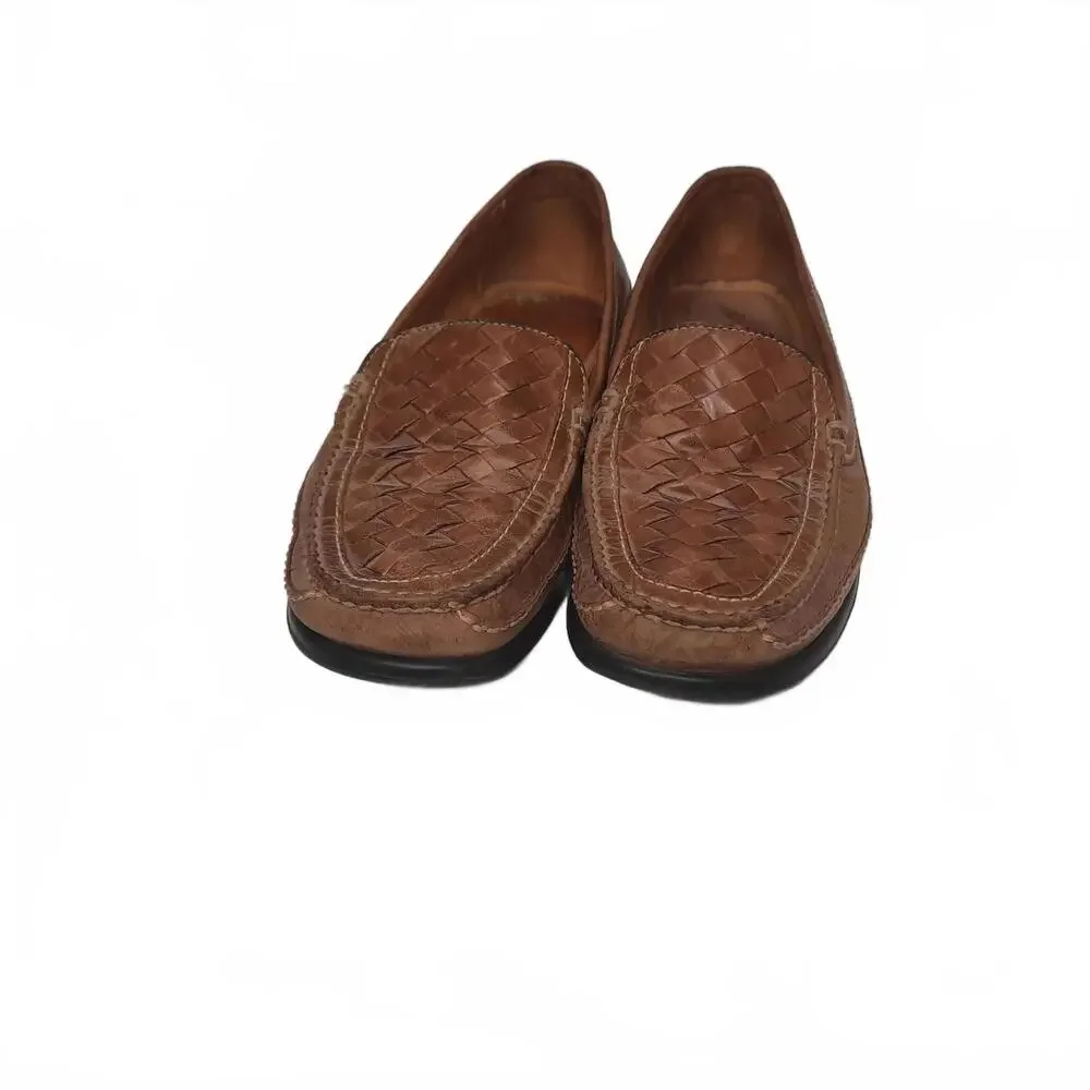 Johnston & Murphy‎ Men's Brown Woven Leather Loafers Size 9.5 M